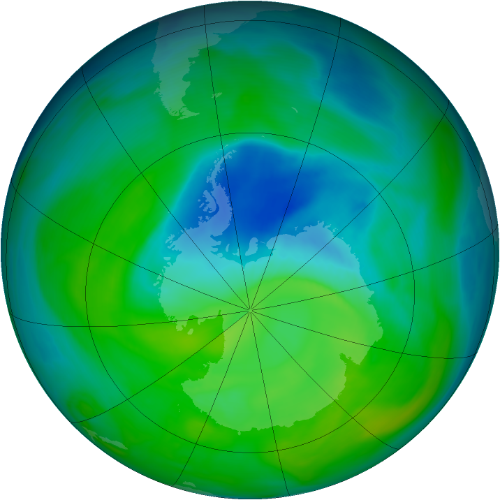 Antarctic ozone map for 05 December 2004
